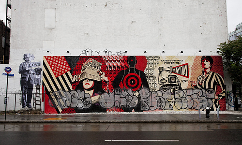 The infamous ADEK boming over Obey with Mr Brainwash on the side